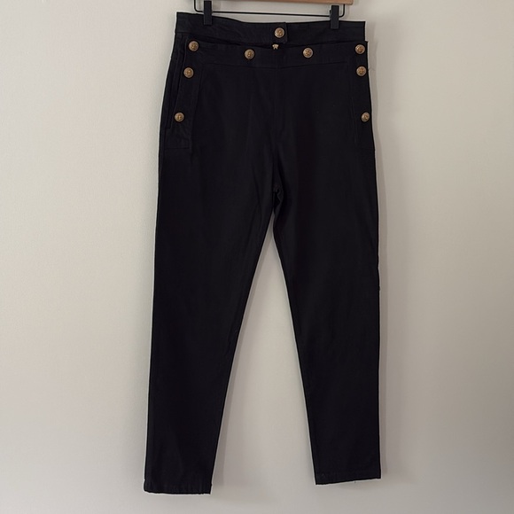 Torn by Ronny Kobo Sailor High Waisted Black Pants Button Flap Front Size 29 - Picture 3 of 15